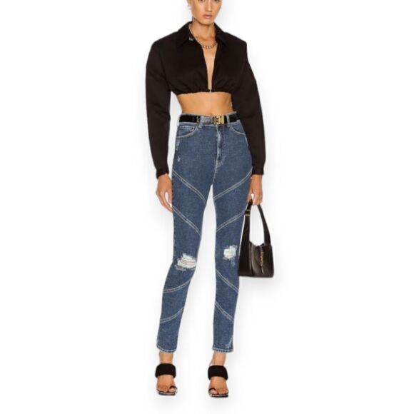 Retrofete PANELED DISTRESSED HIGH-RISE SKINNY JEANS, 27 - Picture 10 of 10